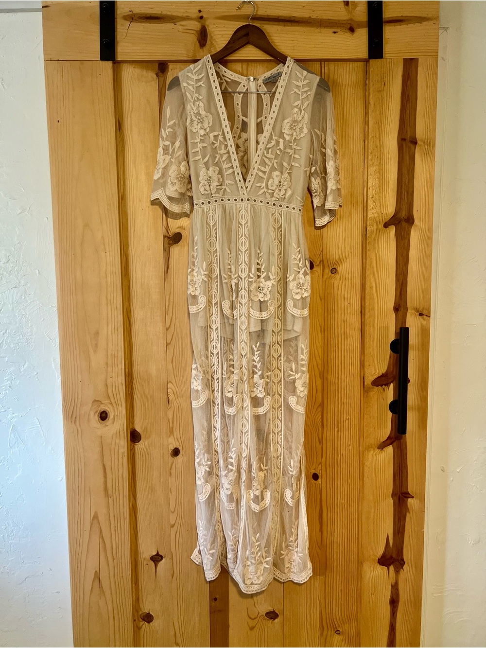 Wishlist Ivory Sheer Embroidered Maxi Dress/Romper